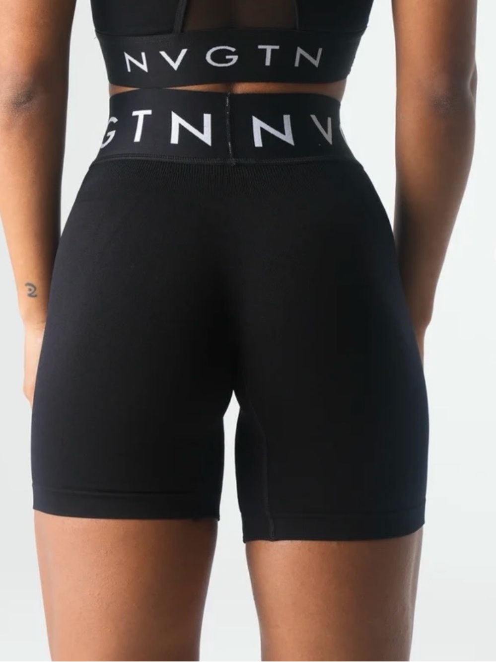 NVGTN Logo Waistband Black Seamless Shorts Size Small